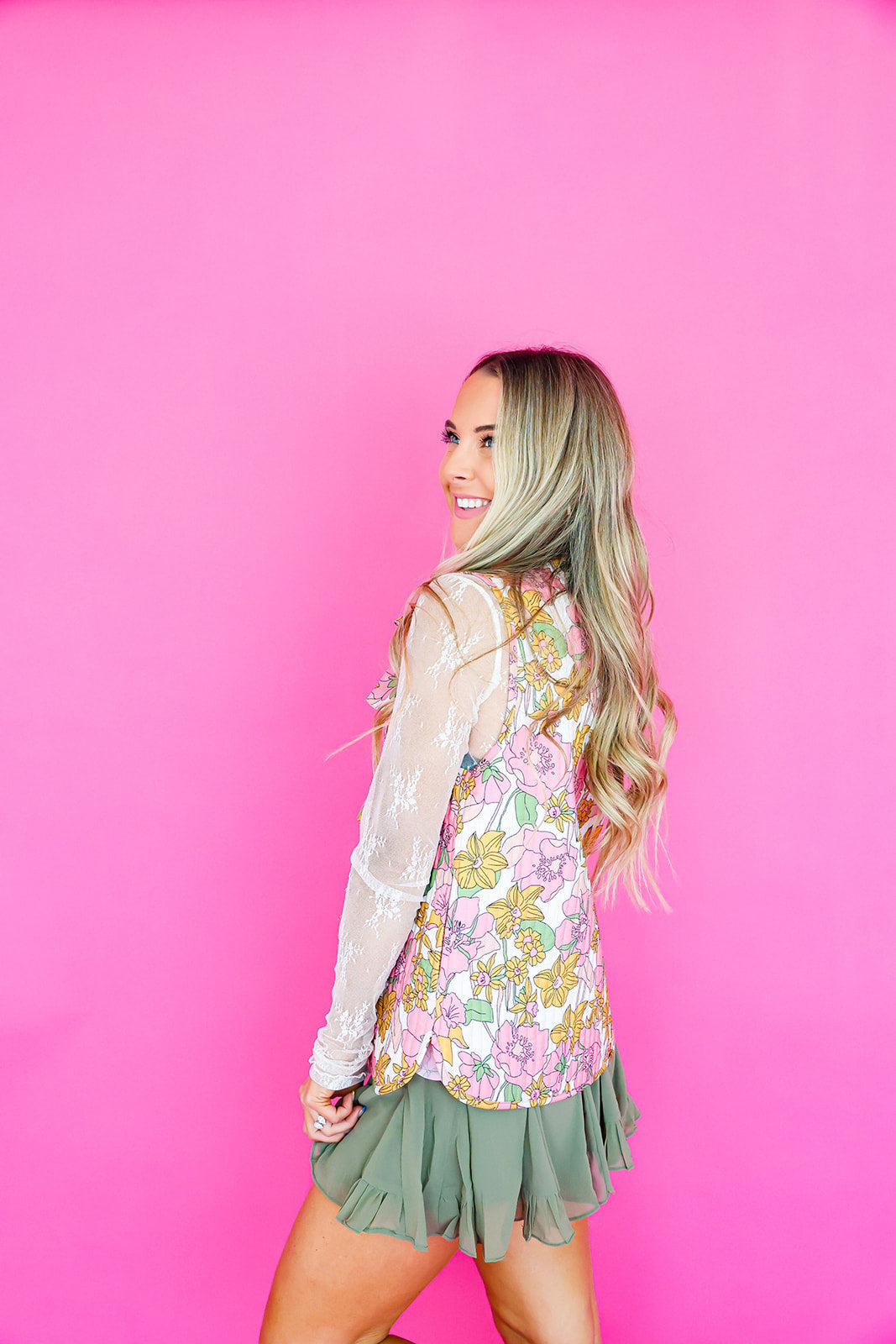 Lace Long Sleeve Layering Top-White