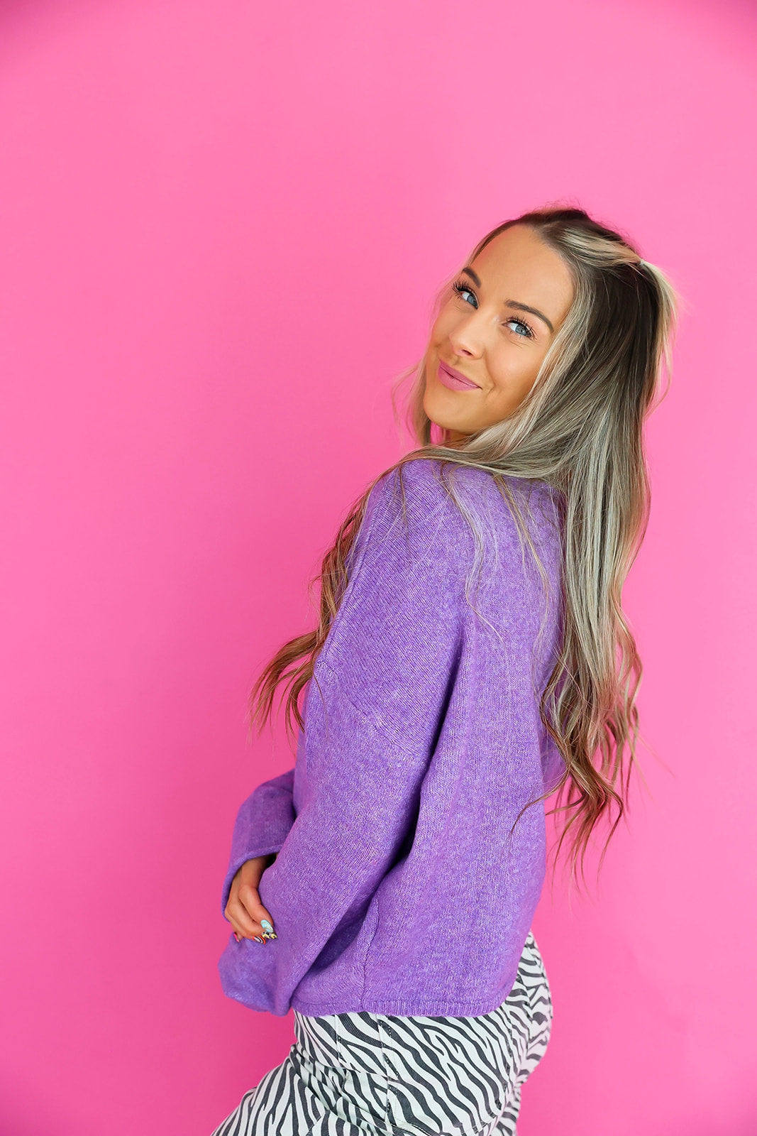 Cozy On Up Cardigan- Grape