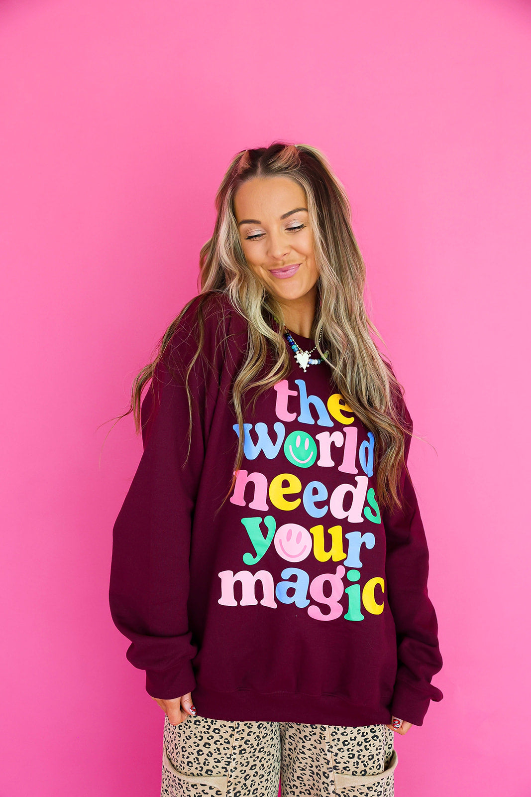 The World Needs Your Magic Sweatshirt- Maroon