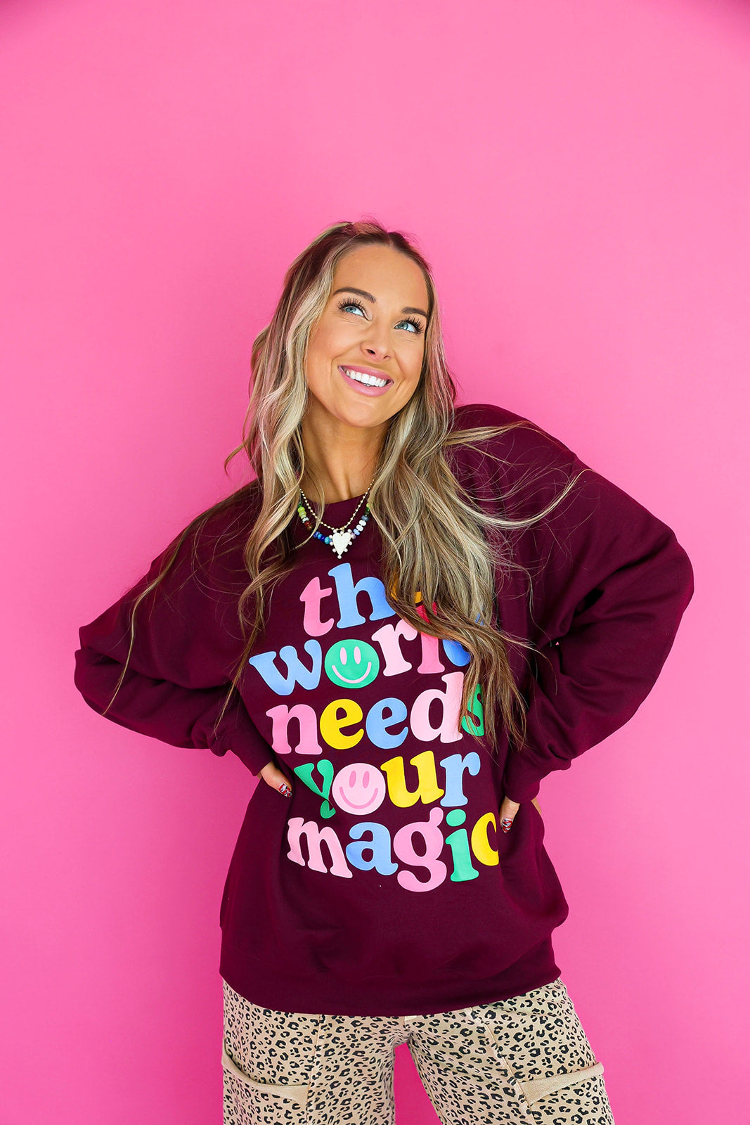The World Needs Your Magic Sweatshirt- Maroon