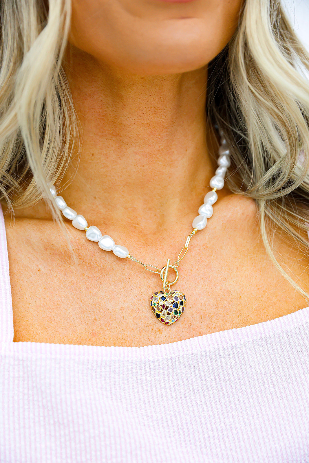 Radiant Pearl Heart Necklace