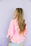 Hibiscus Ruffle Button-Up Top