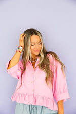 Hibiscus Ruffle Button-Up Top