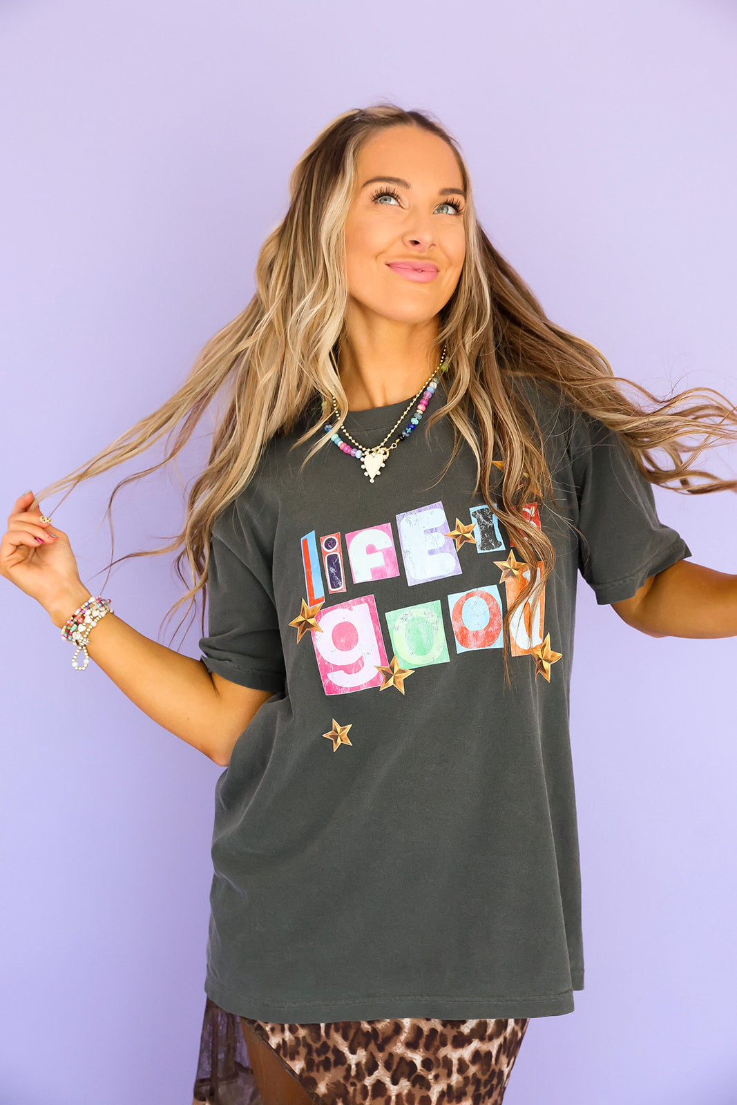 Life Is Good Graphic Tee -Charcoal