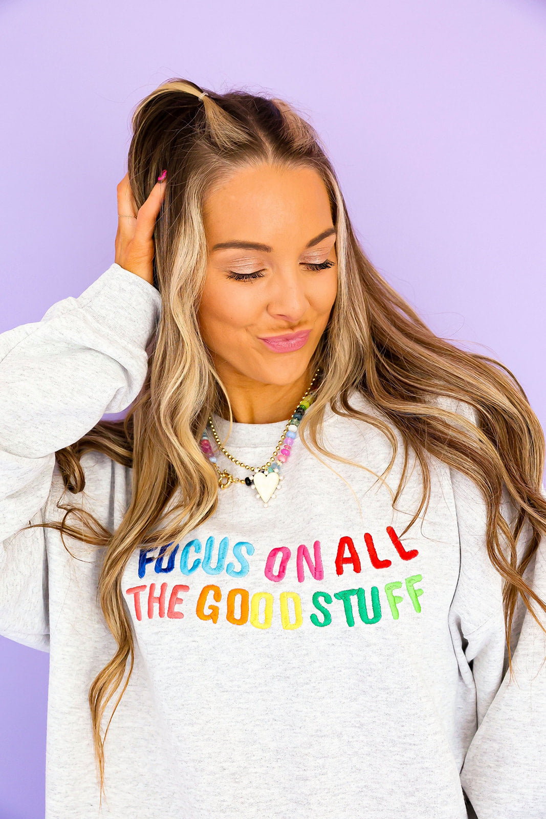 Focus On The Good Stuff Sweatshirt - Heather Gray