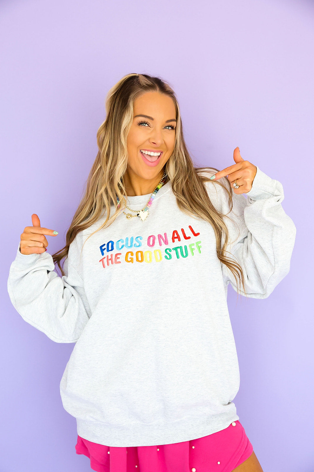 Focus On The Good Stuff Sweatshirt - Heather Gray