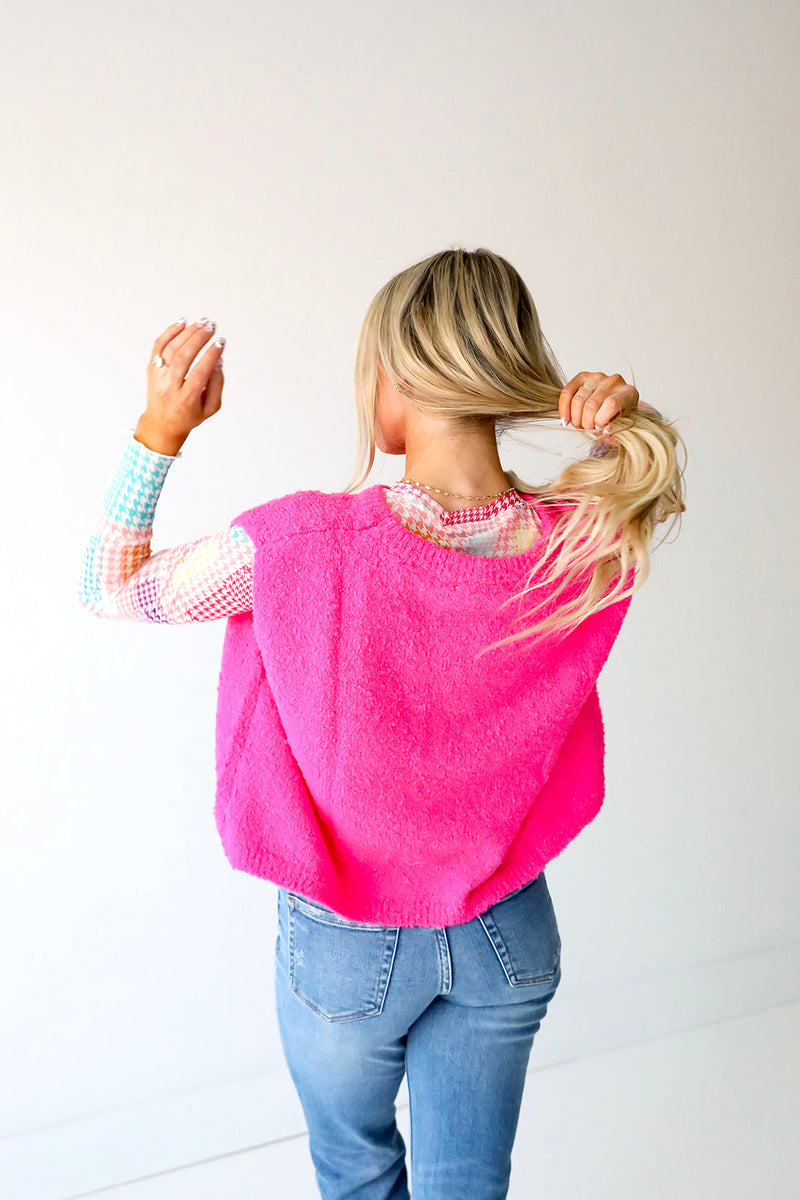 Go Off Sweater Tank-Pink