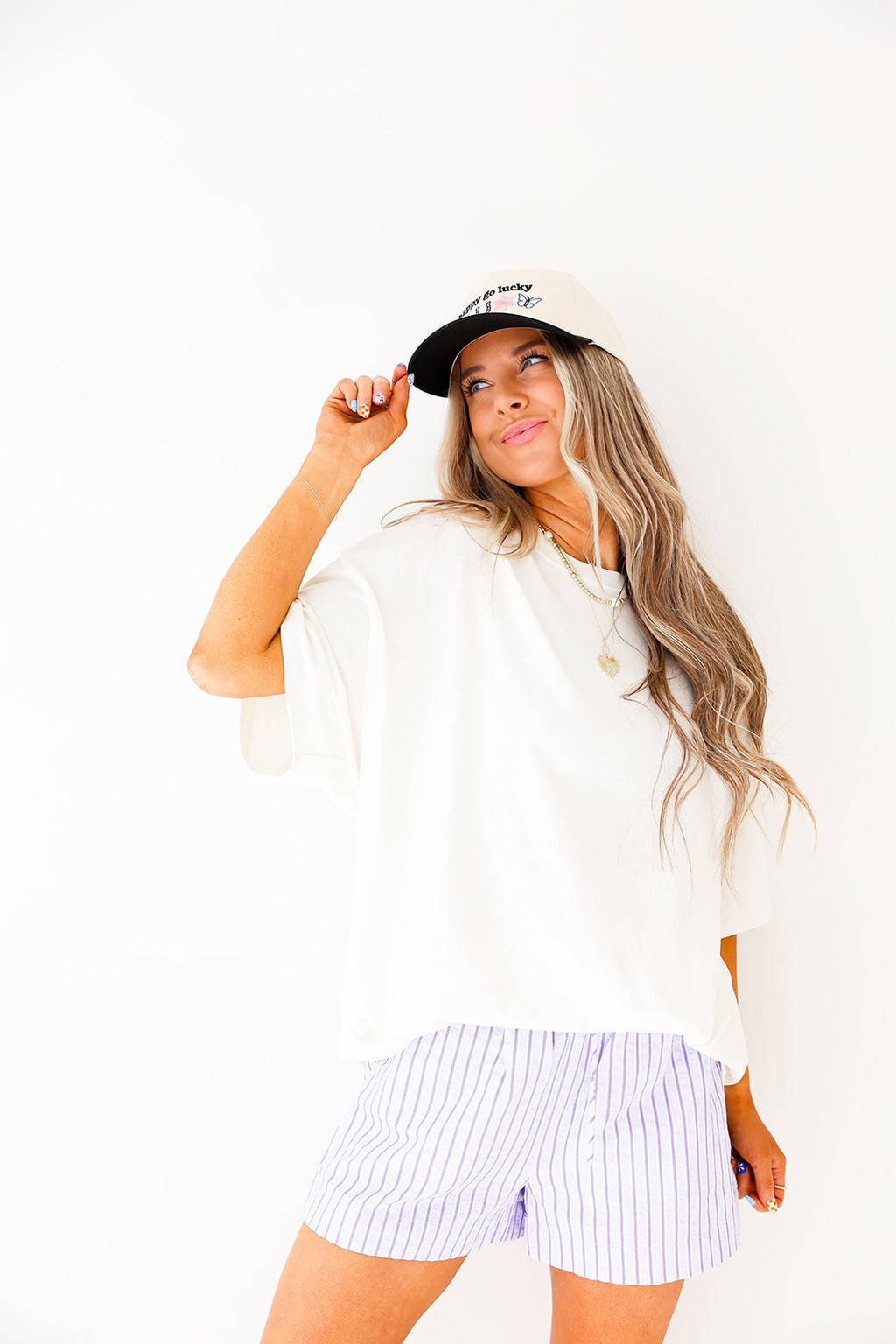 Simple & Sweet Oversized Tee-White