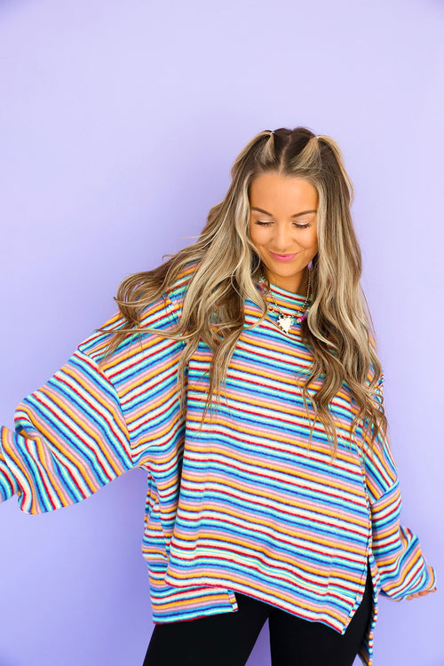 Having A Time Striped Pullover Top- RESTOCK