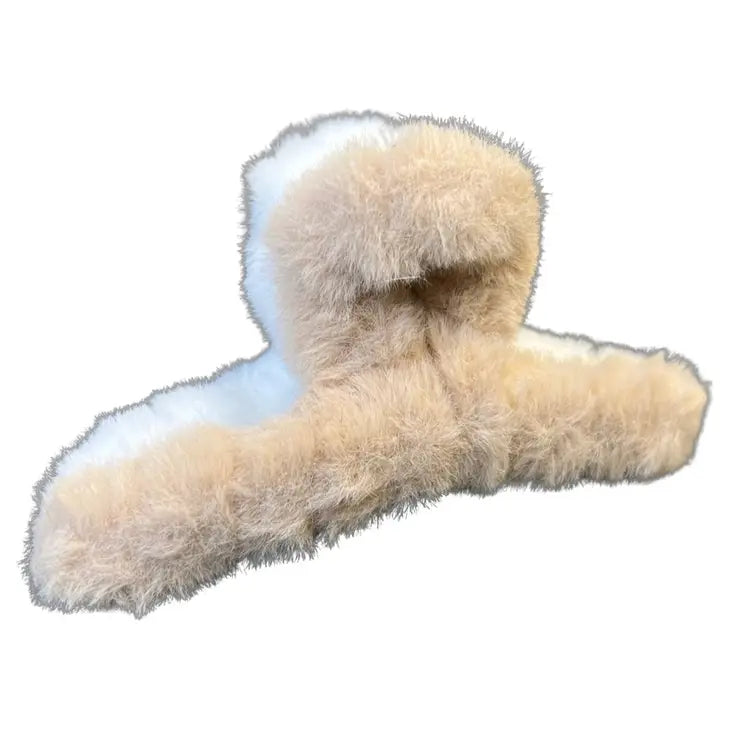 Two Tone Fuzzy Claw Clip