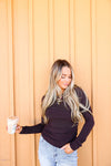 Keep It Basic Long Sleeve Layering Top-Espresso