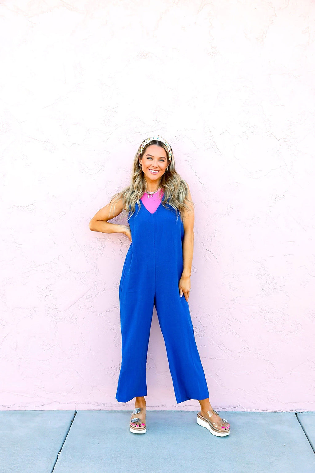 Too Easy Jumpsuit-Royal