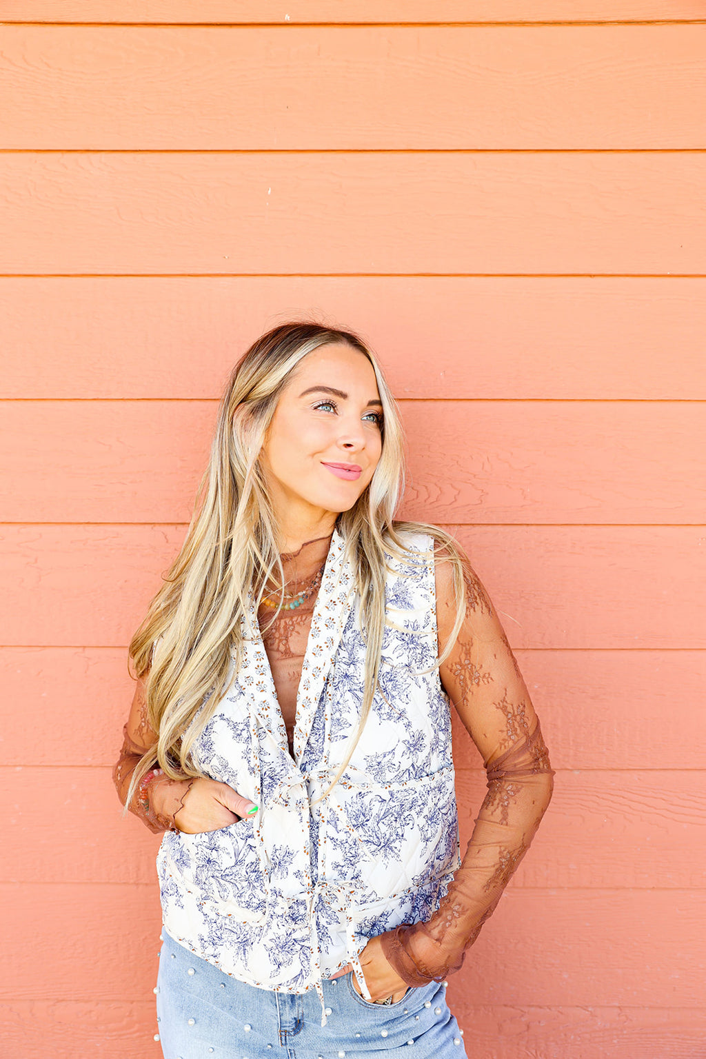 Lace Long Sleeve Layering Top-Mocha