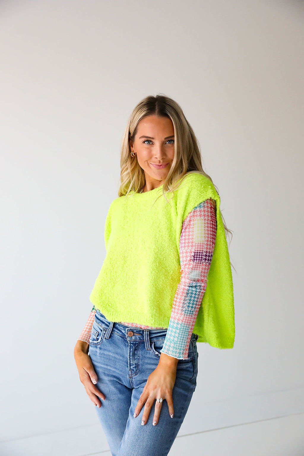 Go Off Sweater Tank-Chartreuse