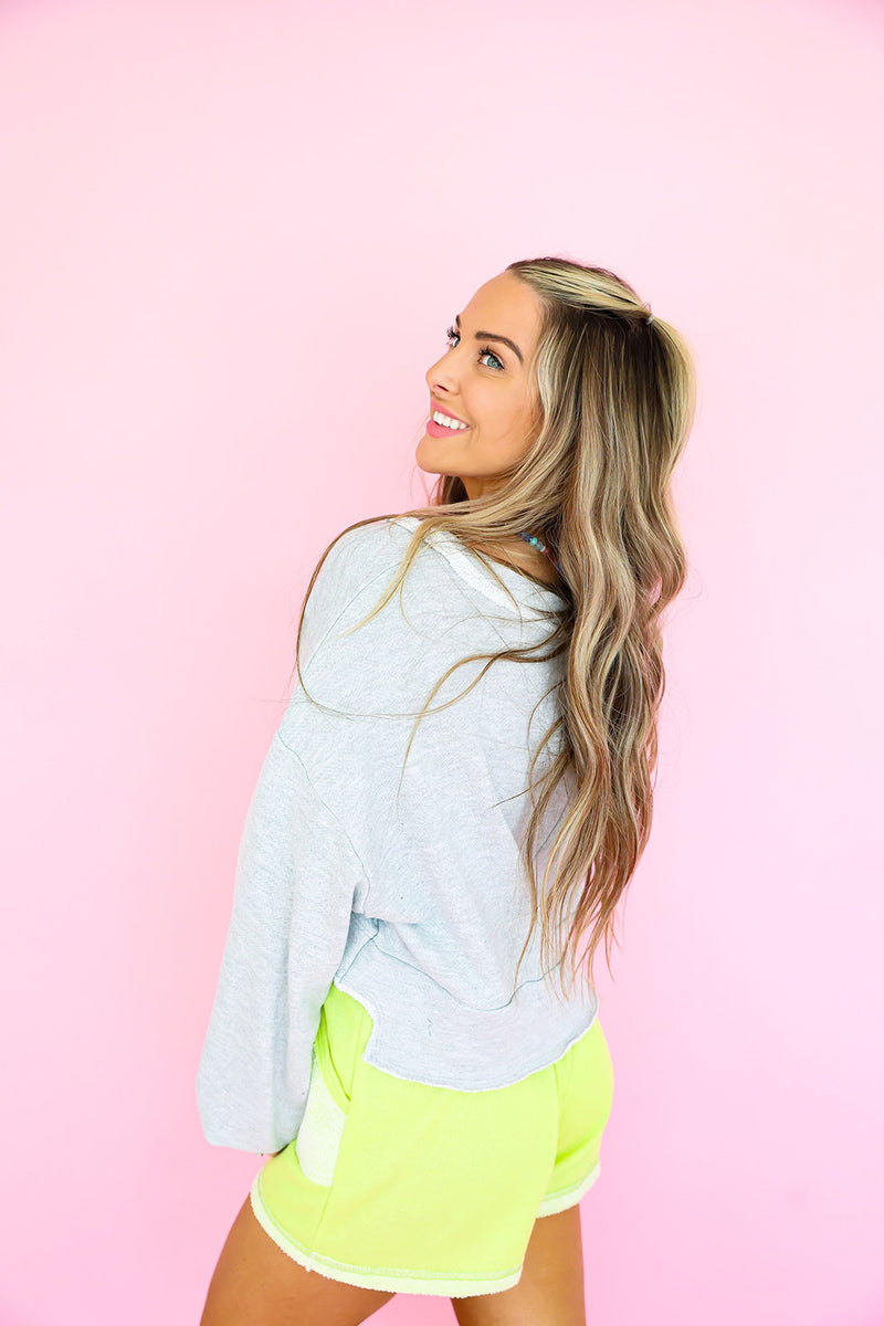 On The Daily Raw Edge Sweatshirt Top – Gray RESTOCK