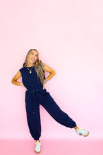 Airplane Mode Jumpsuit-Navy