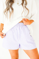 On The Go Pinstripe Boxer Shorts-Lavender