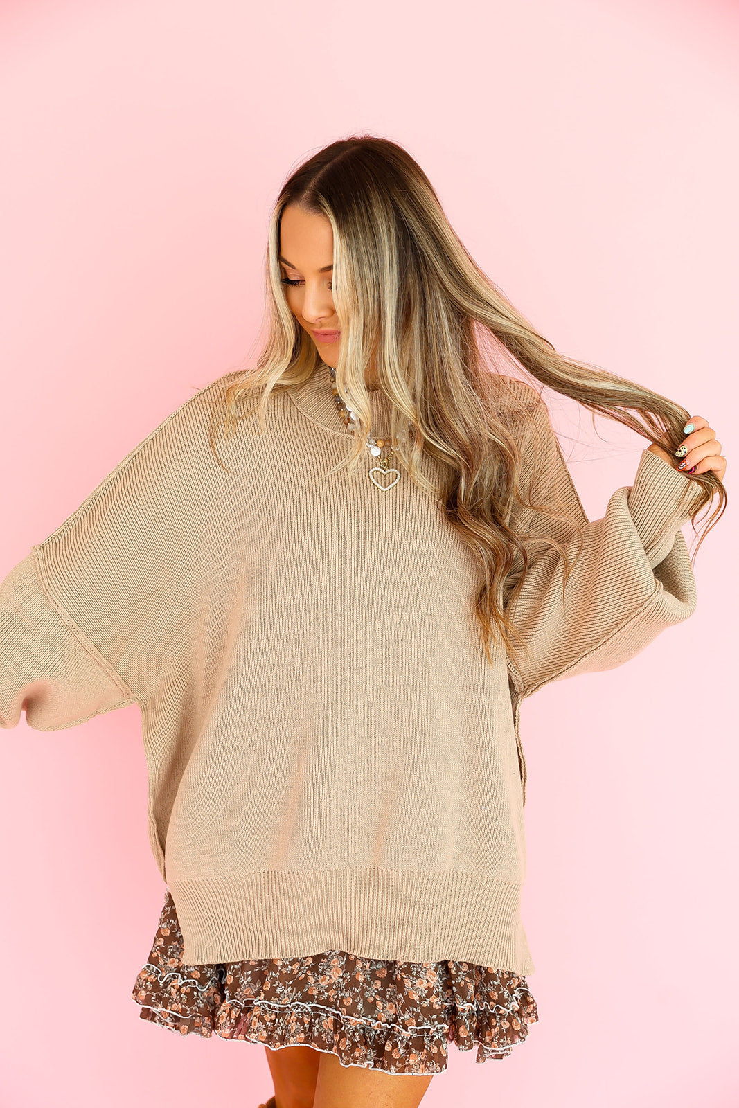 Say Yes Sweater- Light Mocha