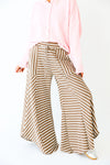 Current Obsession Striped Wide Leg Pants-Taupe/White