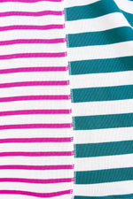 Either Way Striped Pullover Top-Magenta/Green