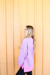 Cozy In Stripes Pullover-Purple/Pink Combo