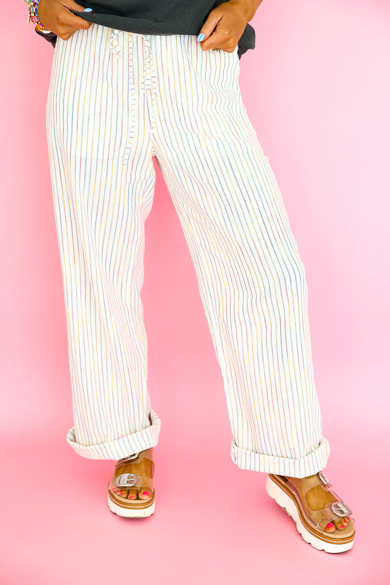 Hall Pass Rainbow Striped Pants