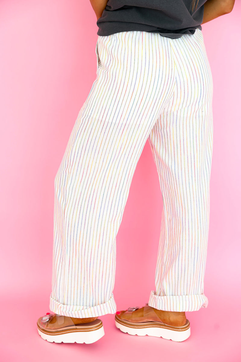 Hall Pass Rainbow Striped Pants