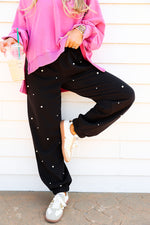 Mineral Wash Pearl Embellished Joggers