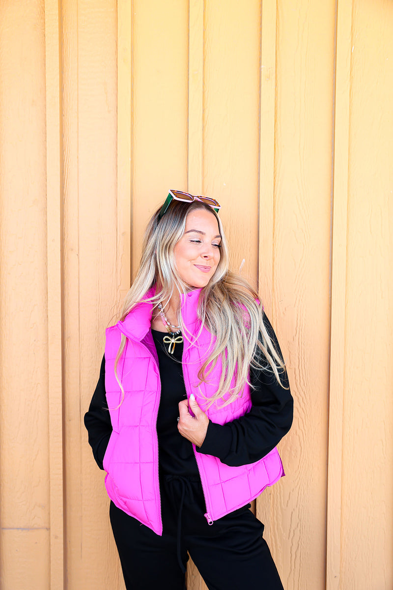 Fun In Fuchsia Puffer Vest