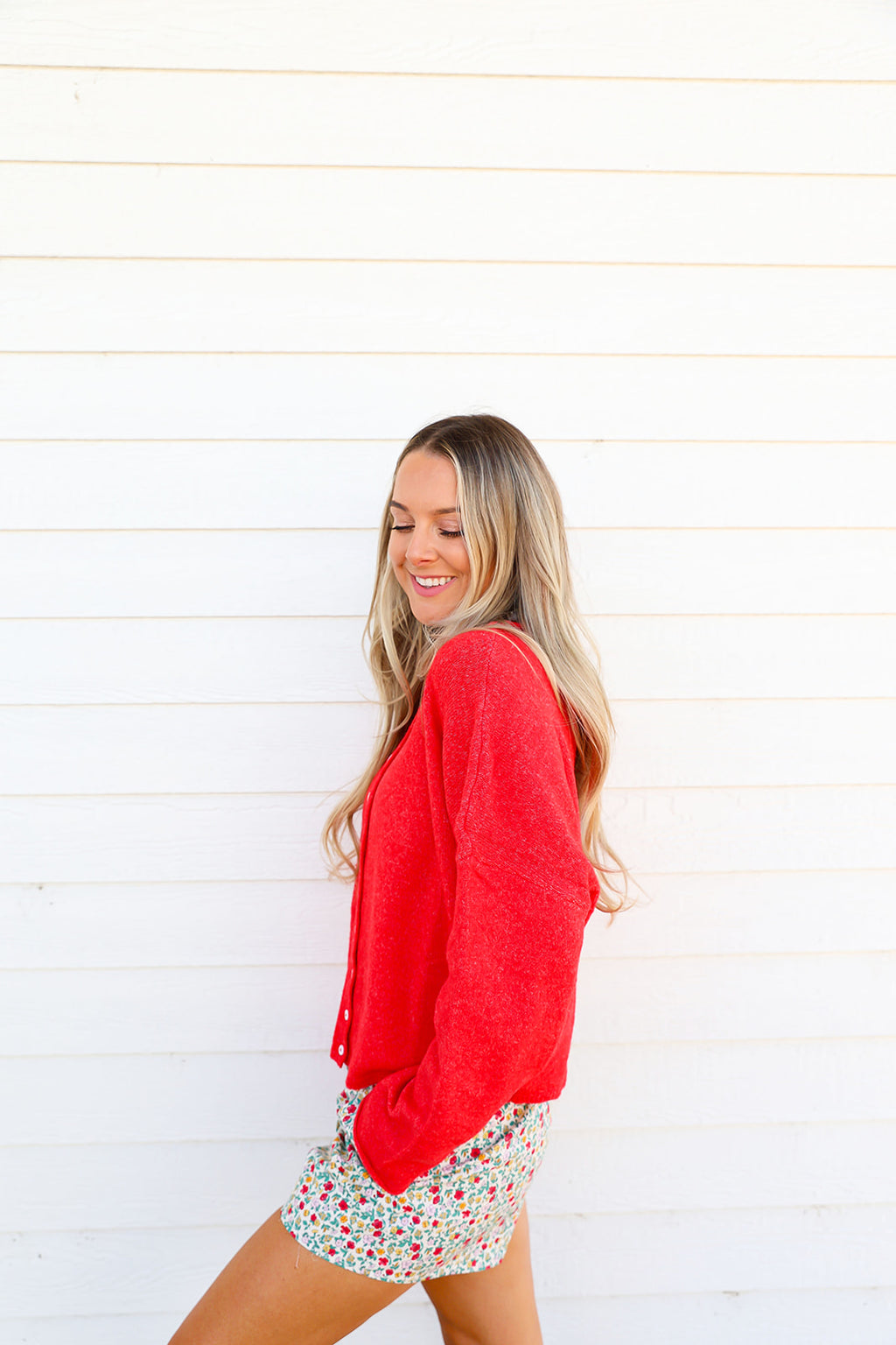 Cozy On Up Sweater Cardigan-Red