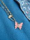 Two Toned Pink Butterfly Necklace