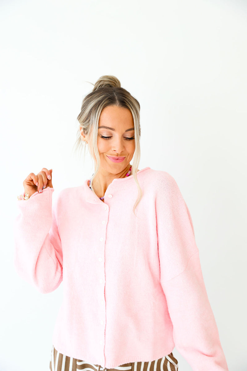 Cozy On Up Cardigan-Baby Pink