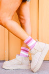 Blush/Cream Striped Socks