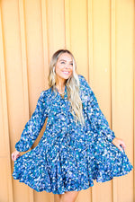 Fall Blues Floral Dress