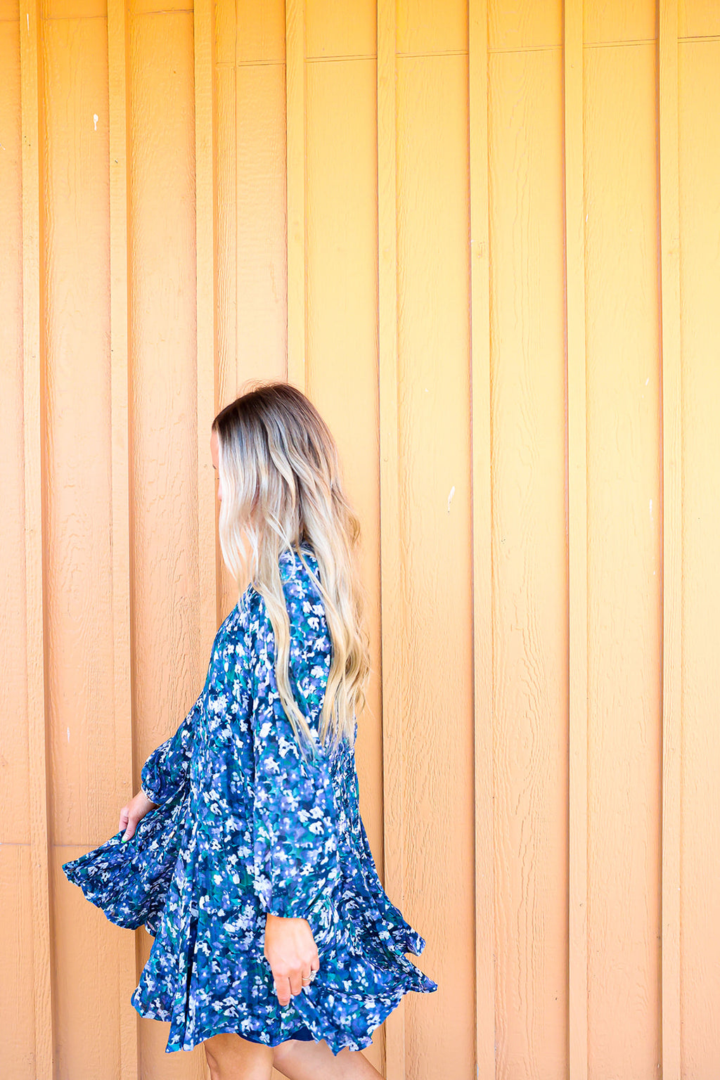 Fall Blues Floral Dress