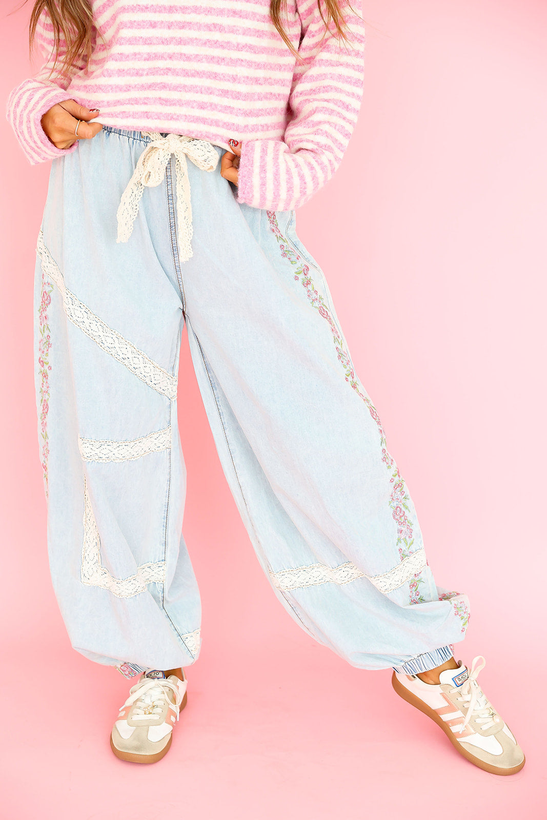 Cottage Pop Jogger Pants-Denim