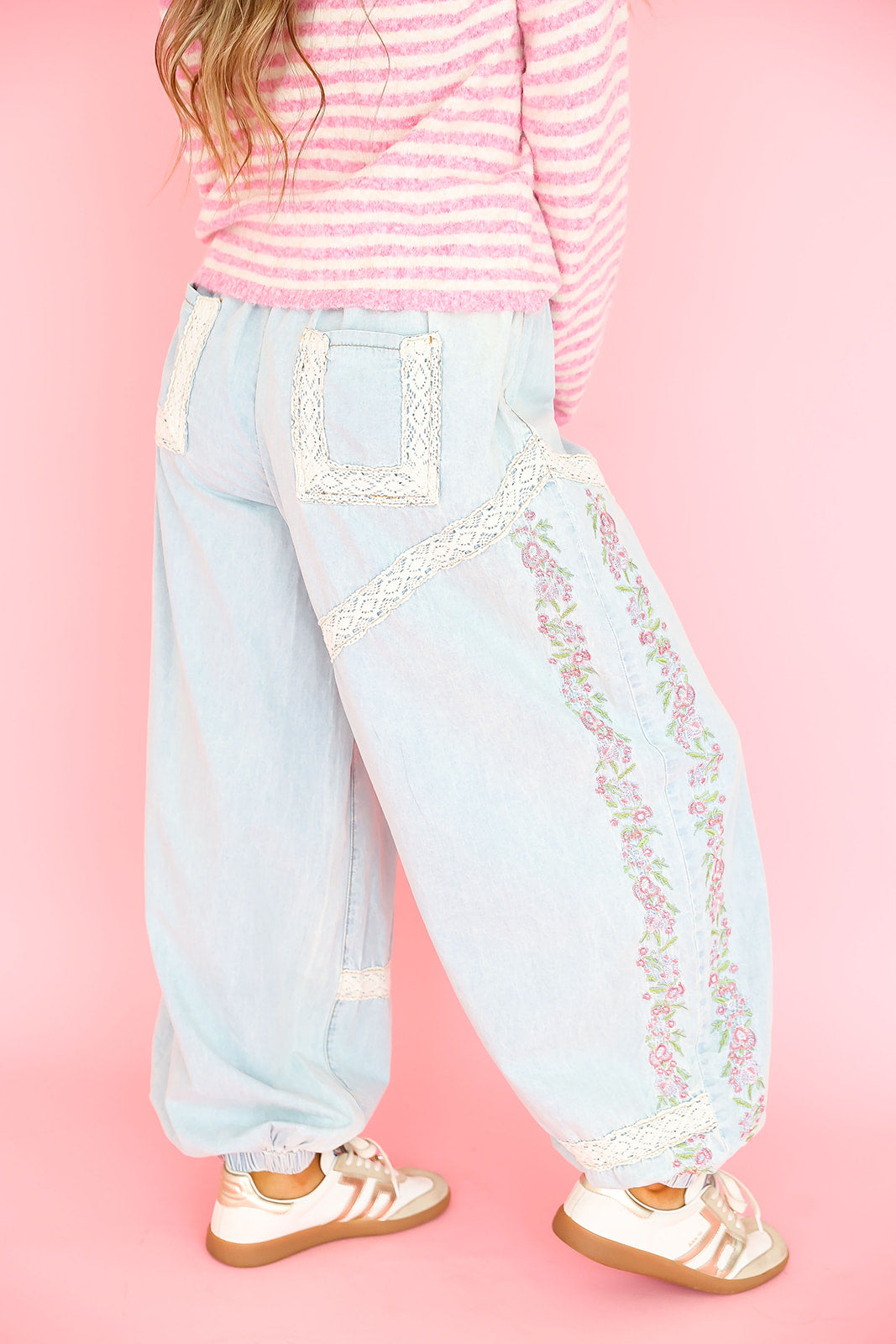 Cottage Pop Jogger Pants-Denim