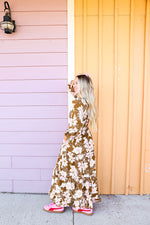 Making Plans Floral Maxi Dress-Brown