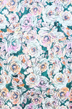 Fall Florals Ric Rac Detail Dress-Hunter Green