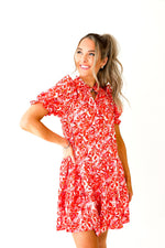 Vibrant Blooms Dress-Red Combo
