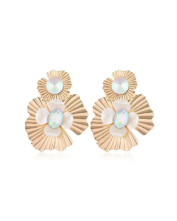 Zara Iridescent Statement Earrings-Gold