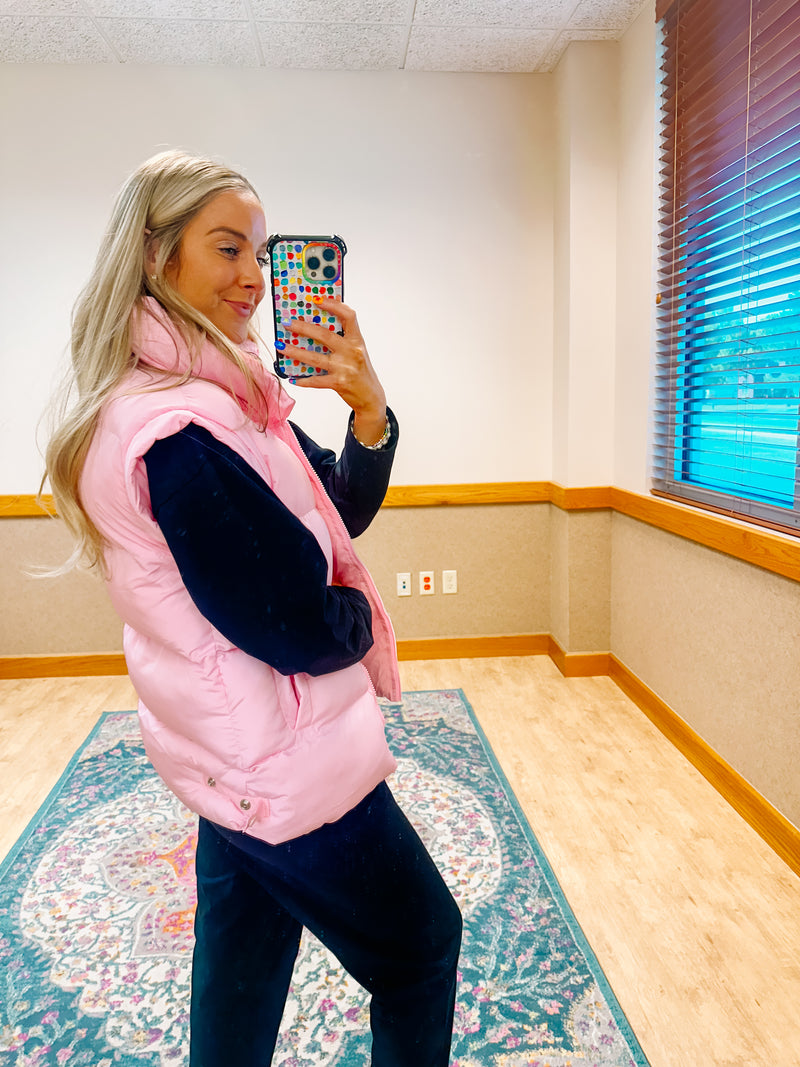 Colder Weather Puffer Vest-Pink