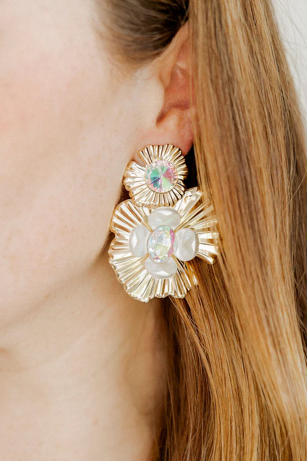 Zara Iridescent Statement Earrings-Gold