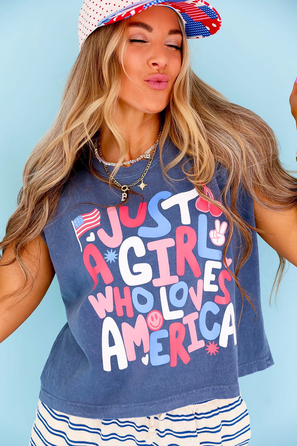 A Girl Who Loves America Muscle Tank