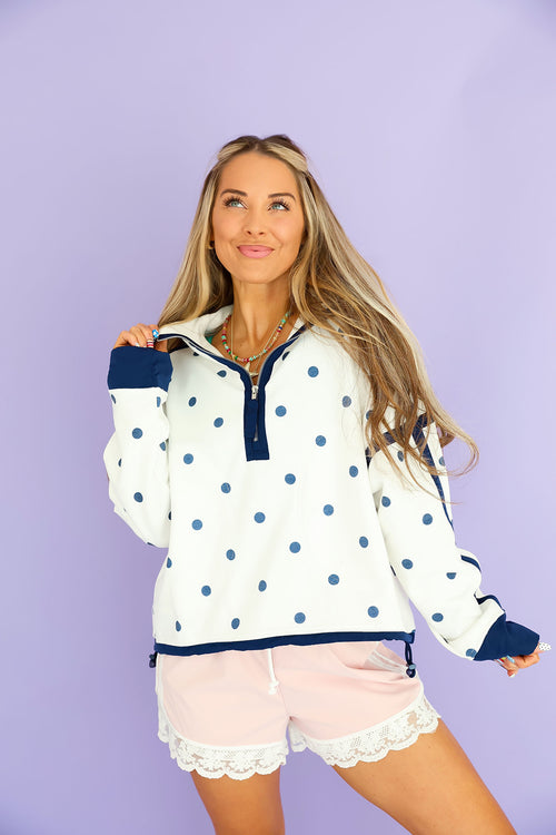 All About Dots Pullover – White/Navy