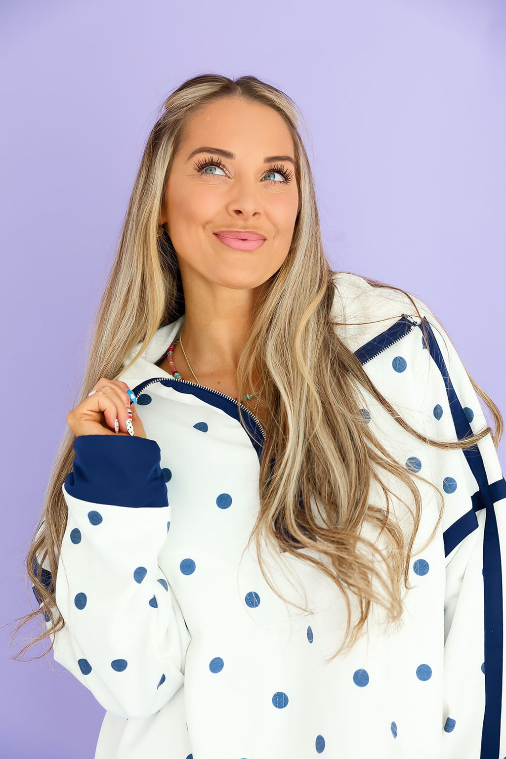 All About Dots Pullover – White/Navy