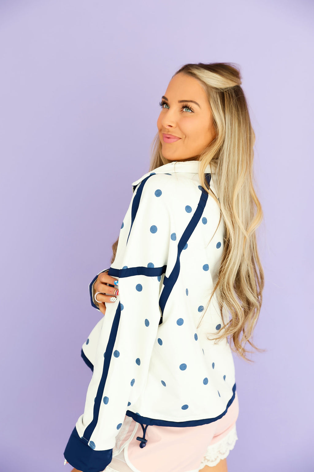 All About Dots Pullover – White/Navy