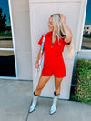 Candy Red Zip Front Romper