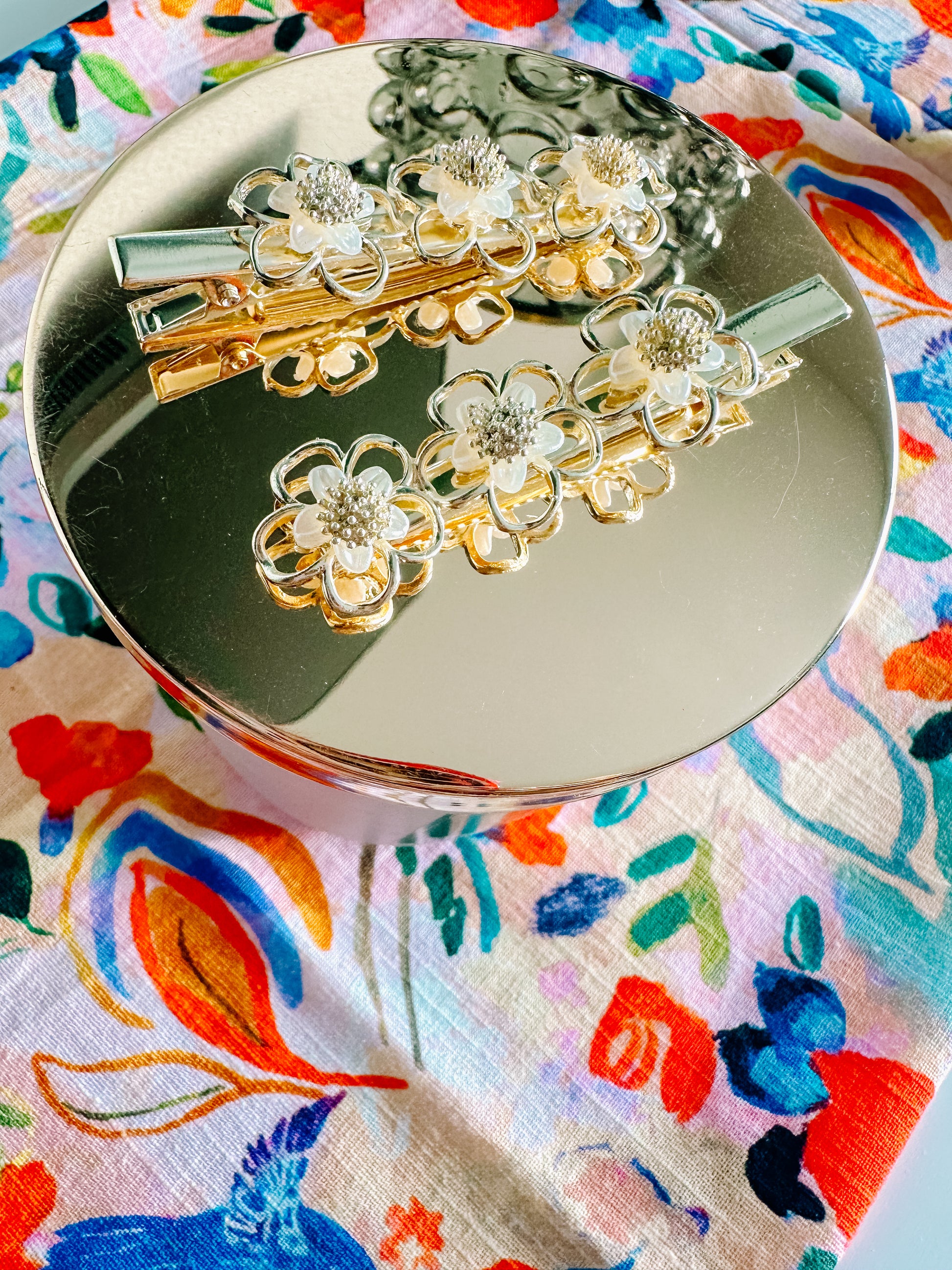 Flower Embellished Hair Clips