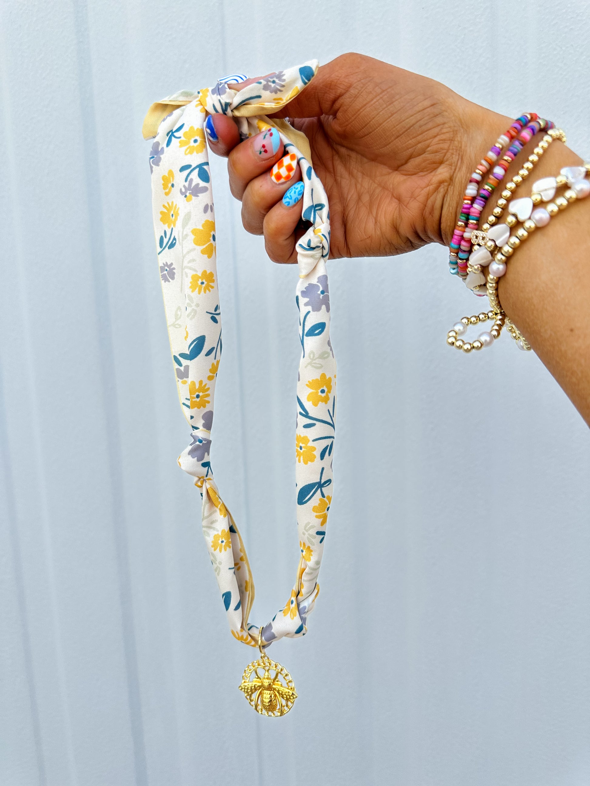 All The Buzz Scarf Necklace With Bee Charm